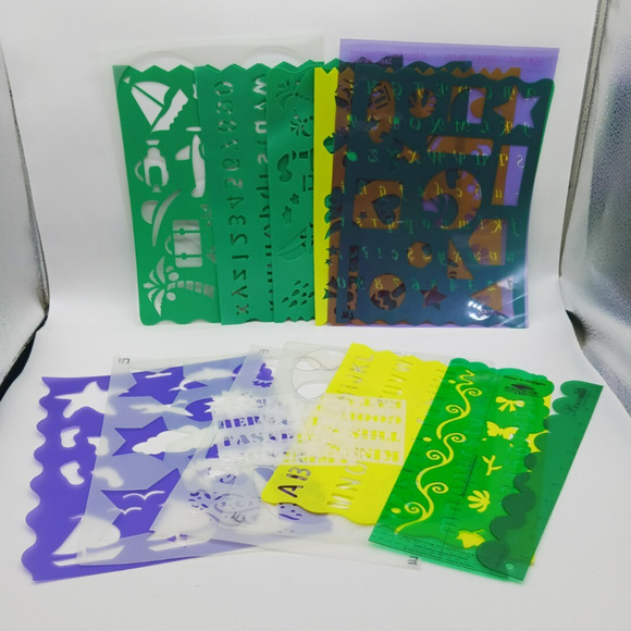 Lot of Scrapbooking Paper Crafting Plastic Stencils Shapes Letters Baby - Picture 1 of 16